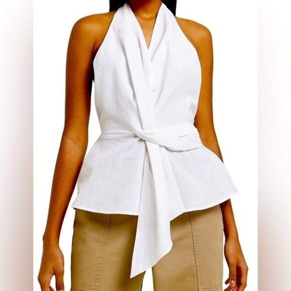 River Island Resort Wear White Tie Front Halter, Vacation, Beachy, Cruise US 10